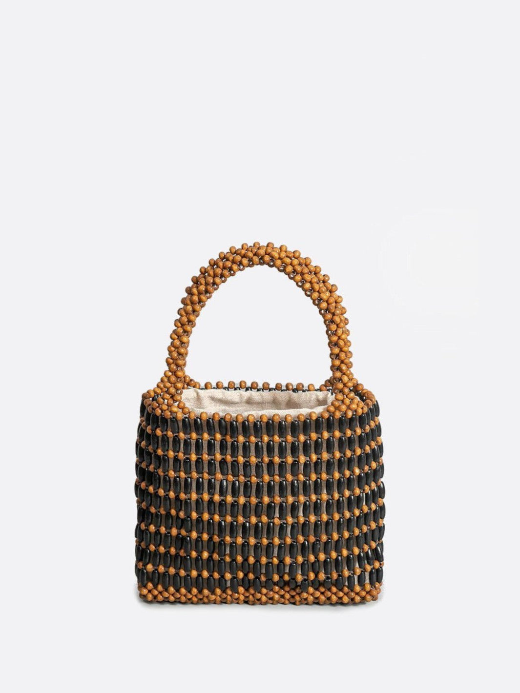 Sac à main en perles de bois marron