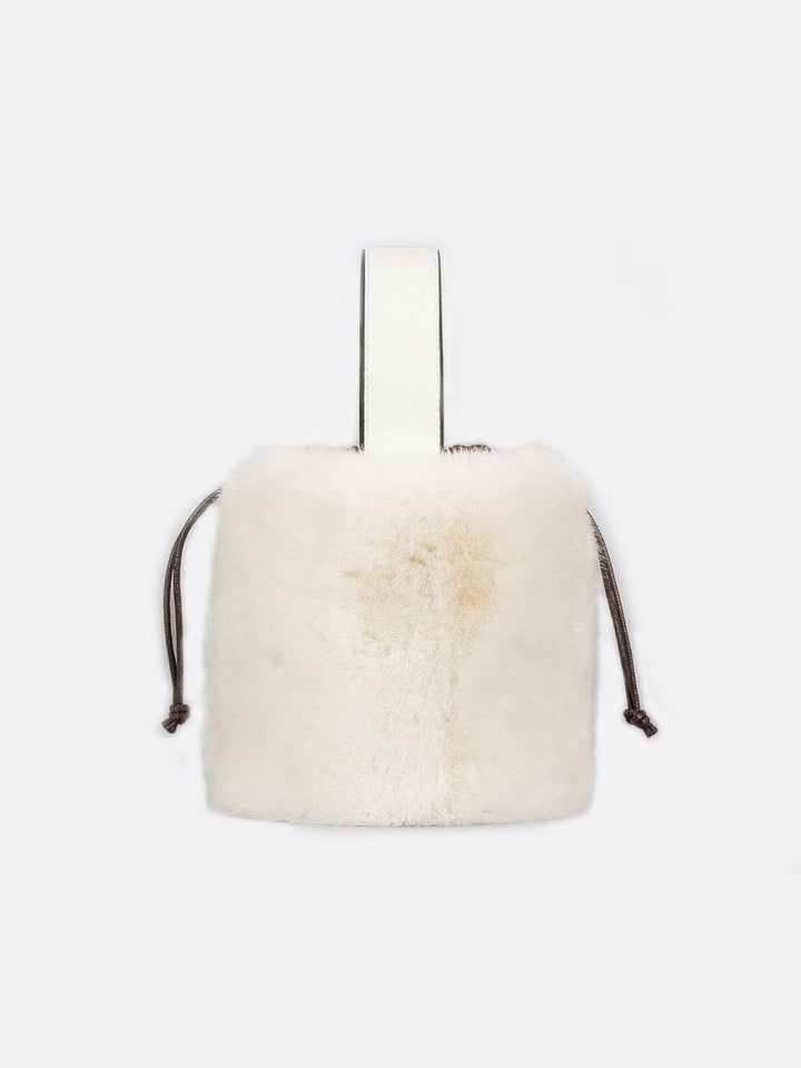 Sac à main avec fausse fourrure blanc