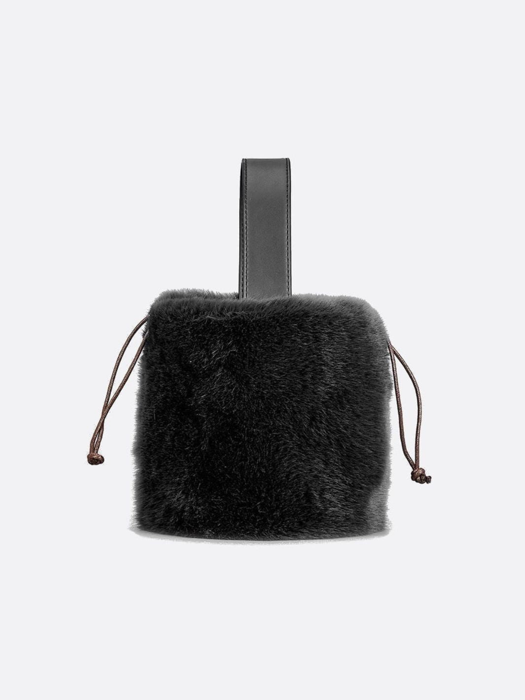 Sac à main avec fausse fourrure noir