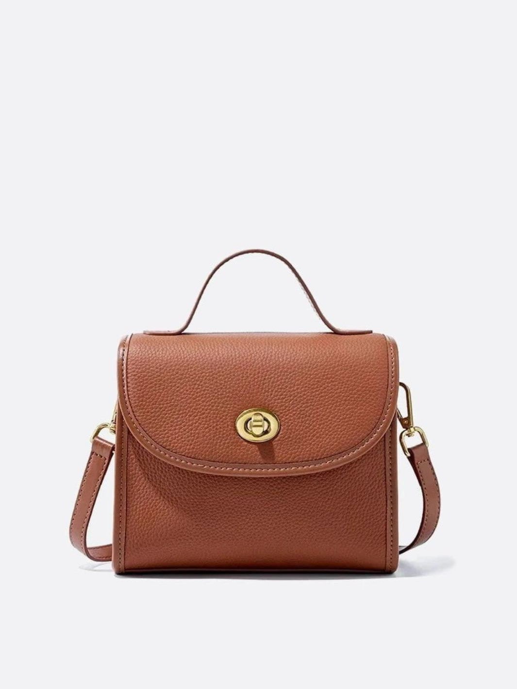 Sac à main carré cuir camel