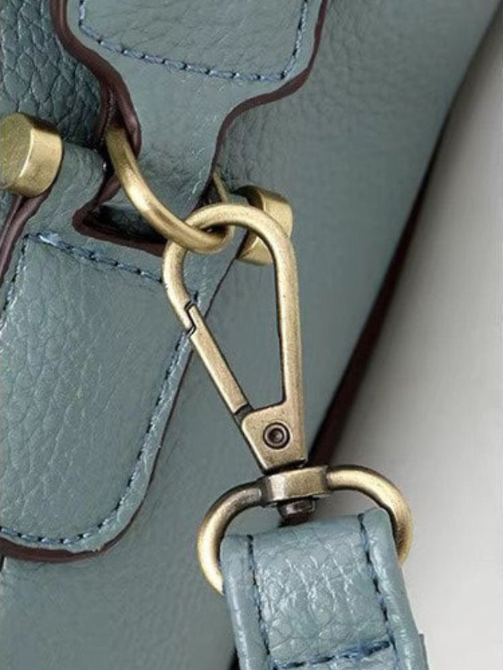 Leather bowling handbag