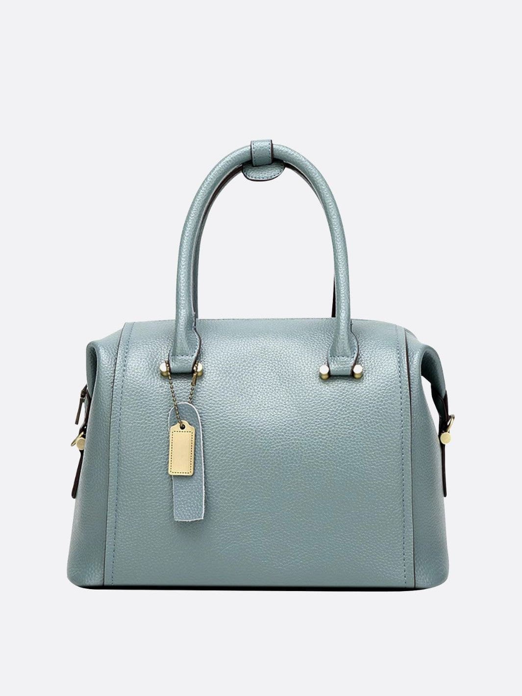 sac à main cuir bleu turquoise bowling