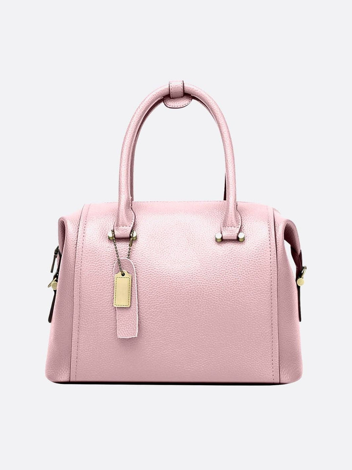 sac à main cuir bowling rose pâle