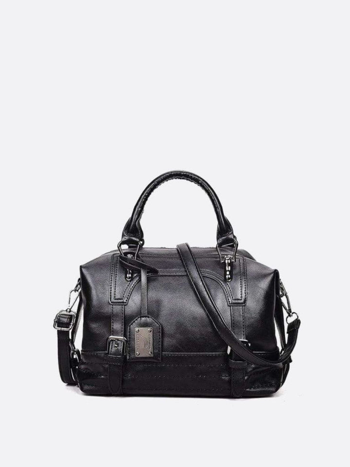 Sac à main cuir rétro noir