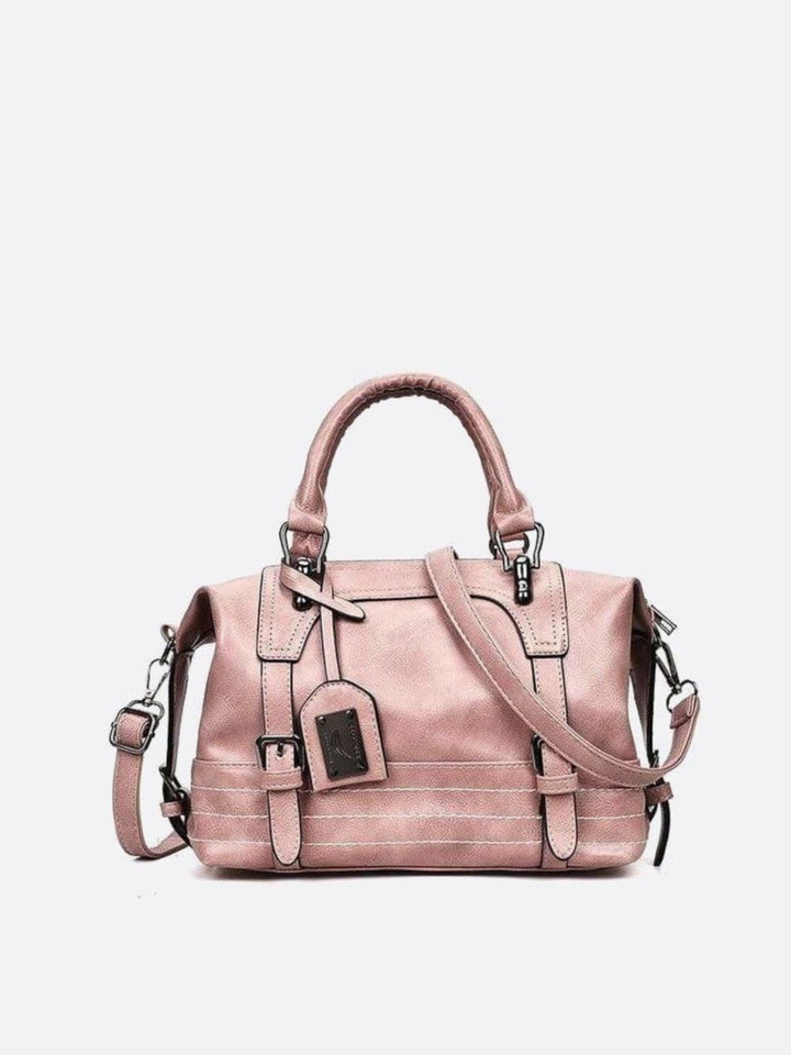 Sac à main cuir rétro rose pale