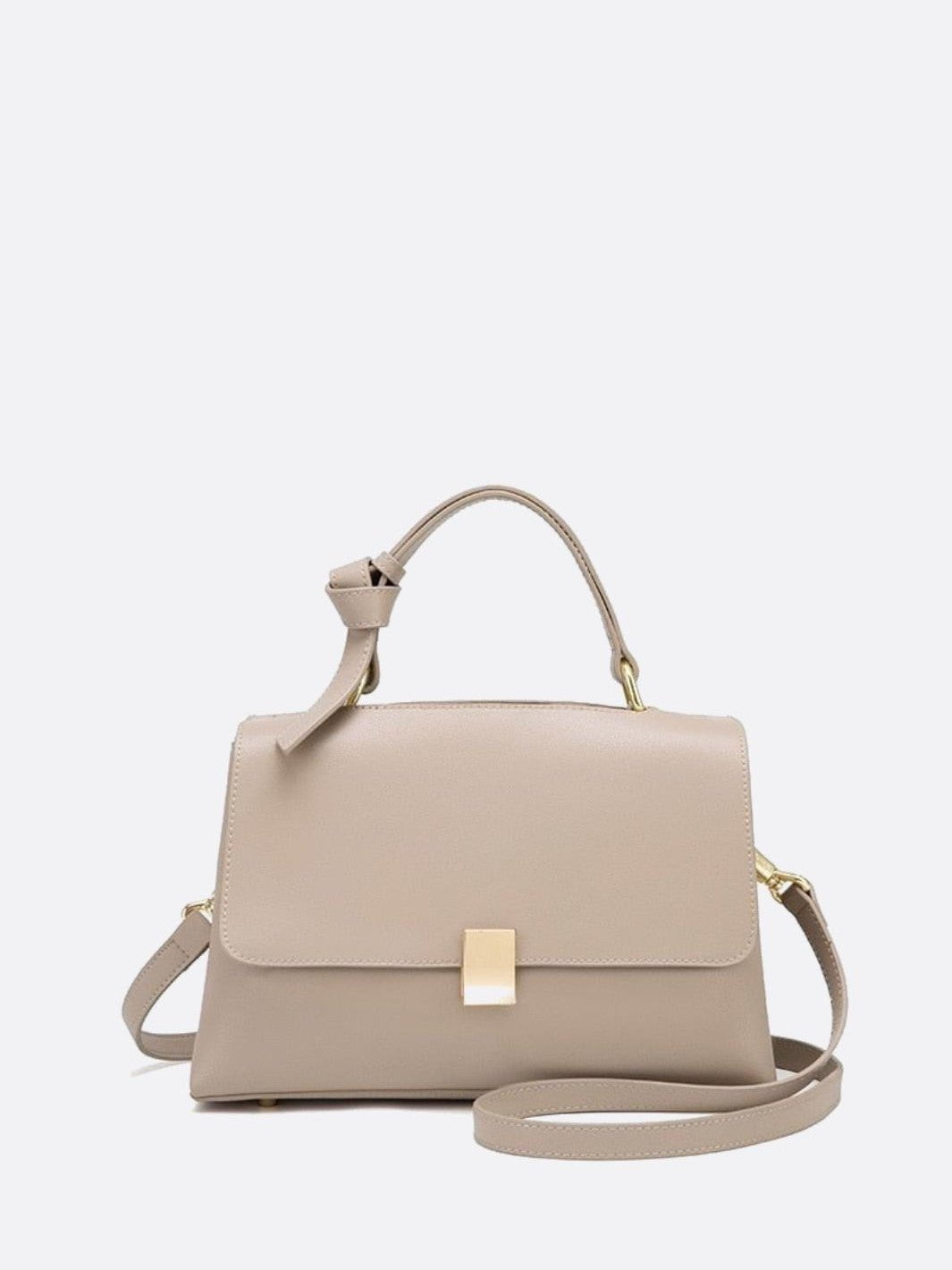 Sac à main cuir trapèze beige