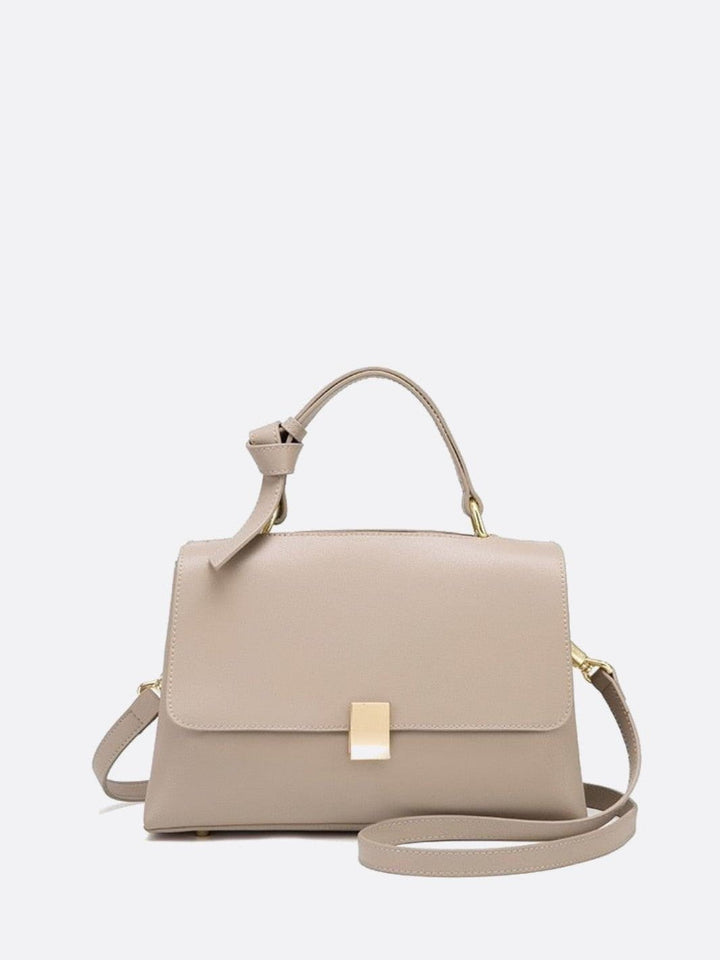 Sac à main cuir trapèze beige
