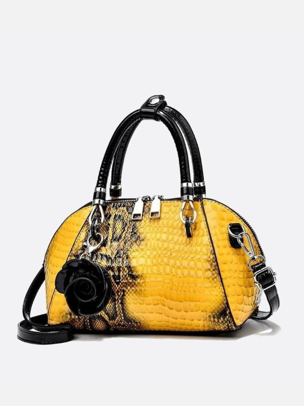 Sac à main effet croco jaune