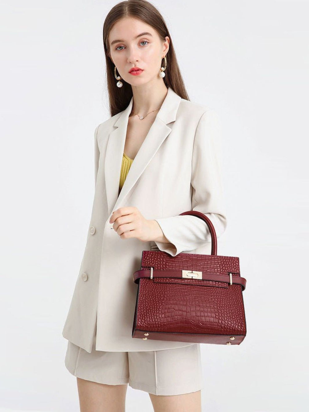 sac à main trapeze crocodile femme