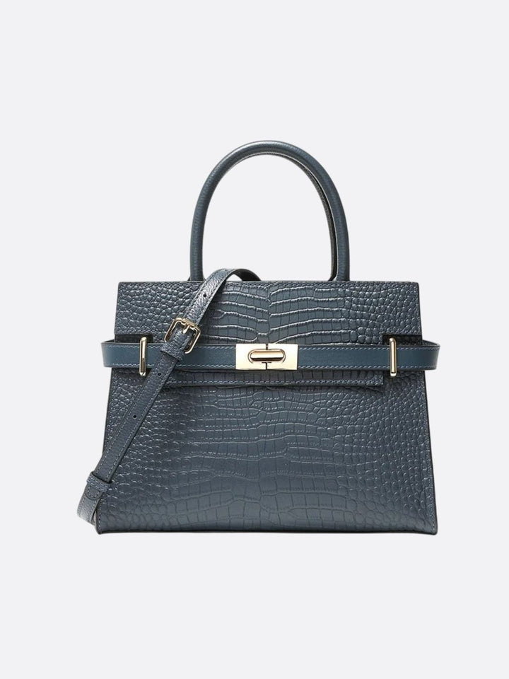 sac à main trapeze crocodile gris