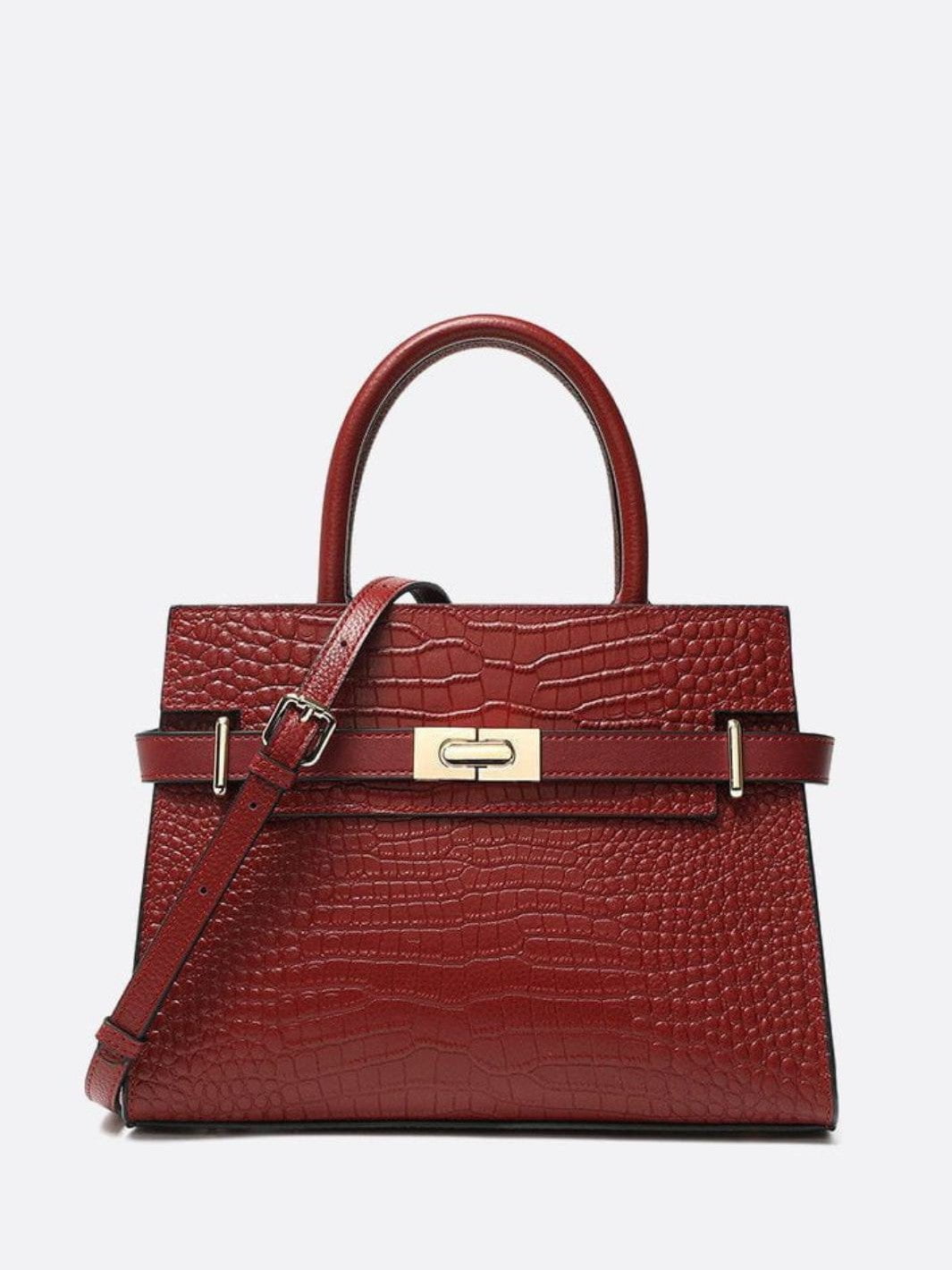 sac à main trapeze crocodile rouge