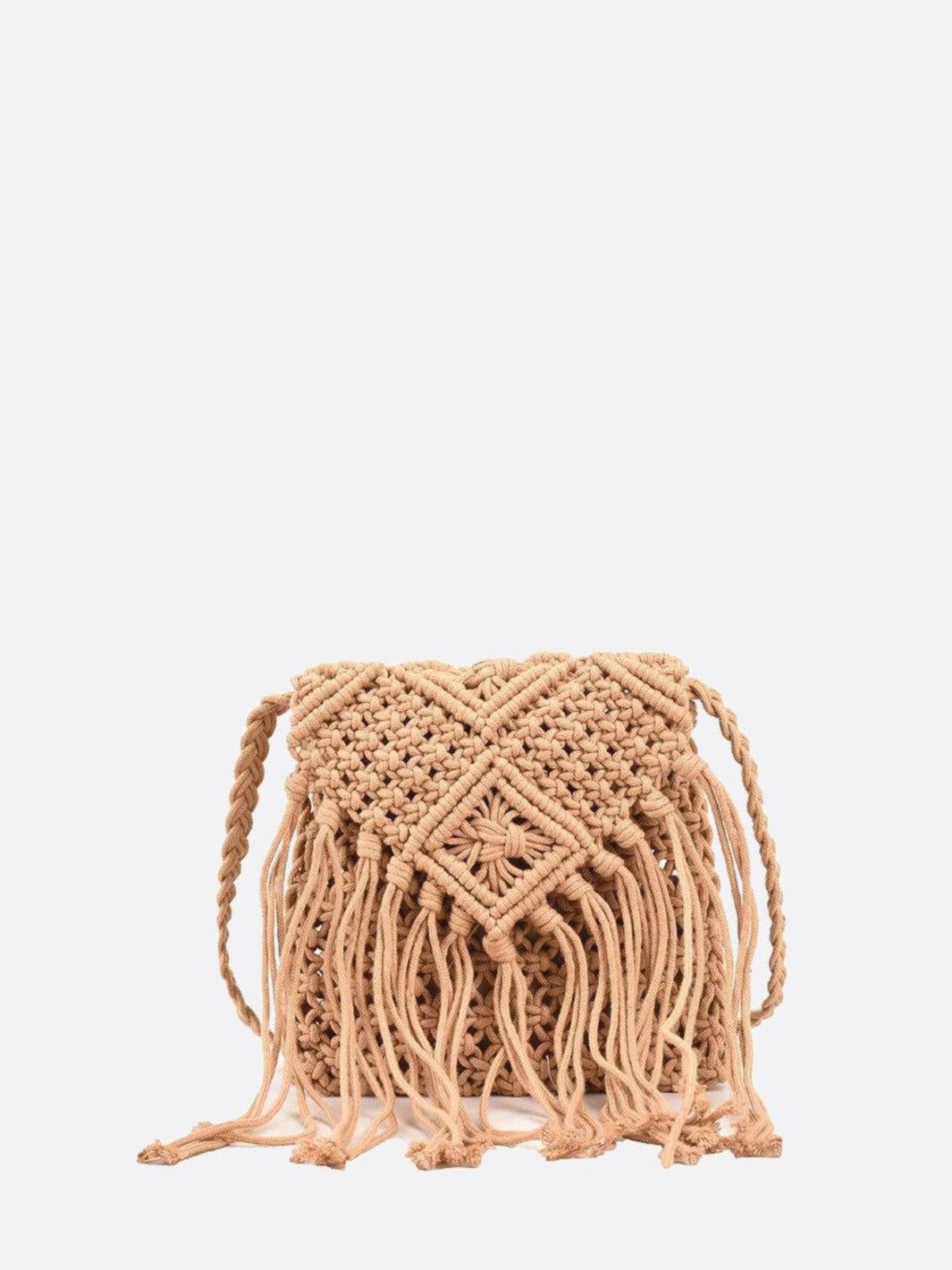 sac macramé beige