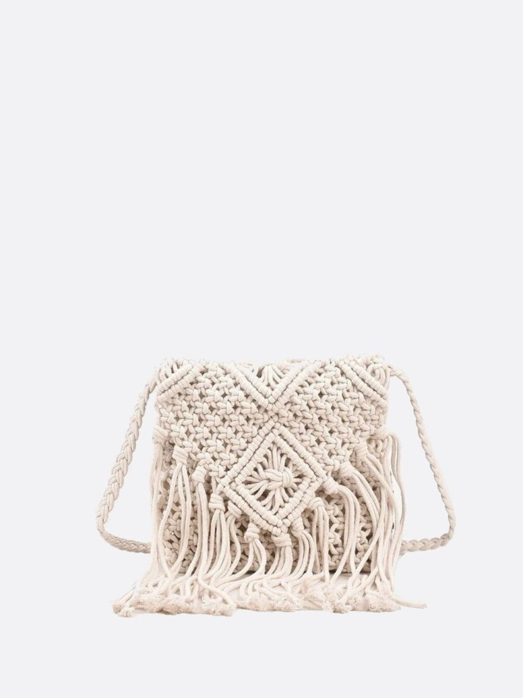 sac macramé blanc