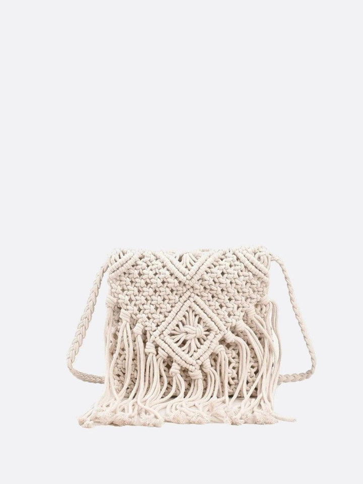 sac macramé blanc