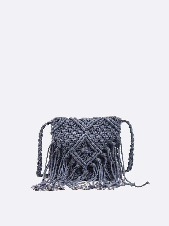 sac macramé bleu