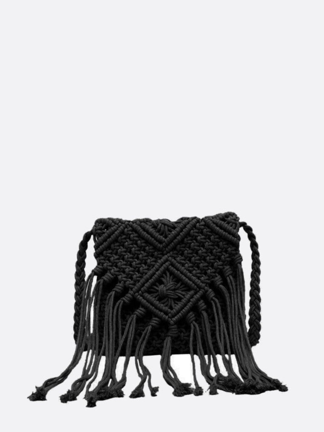 sac macramé noir