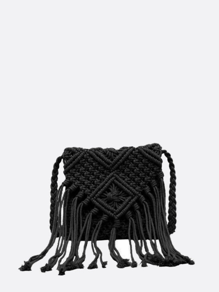 sac macramé noir