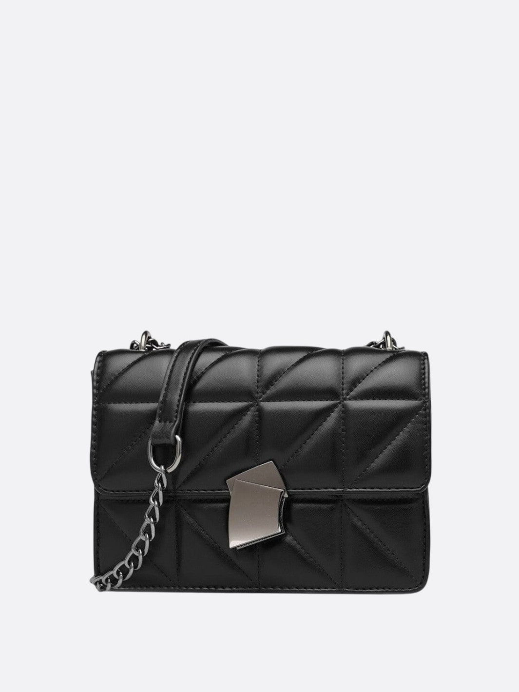 Sac bandoulière matelassé noir en cuir