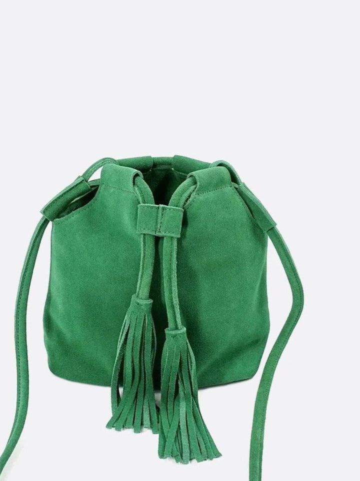 Sac bourse daim vert