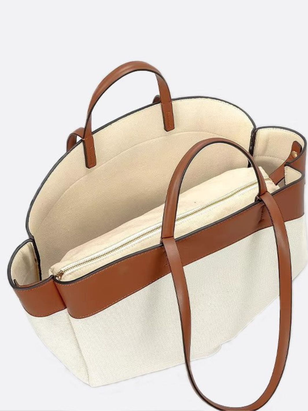 Sac cabas toile et cuir femme