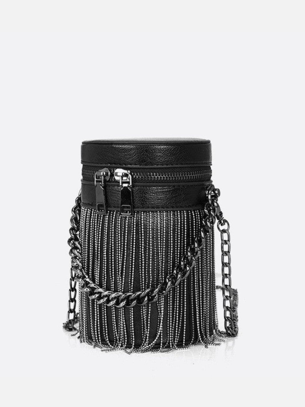 Sac cylindre cuir noir