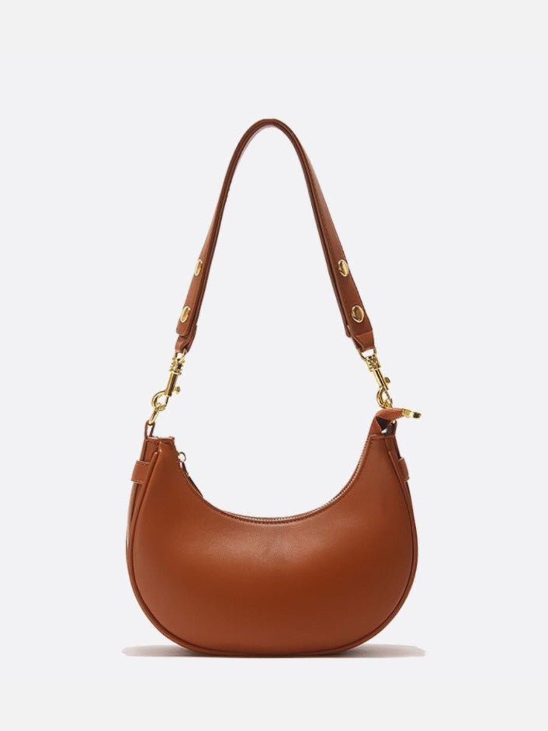 Sac épaule demi-lune cuir marron clair