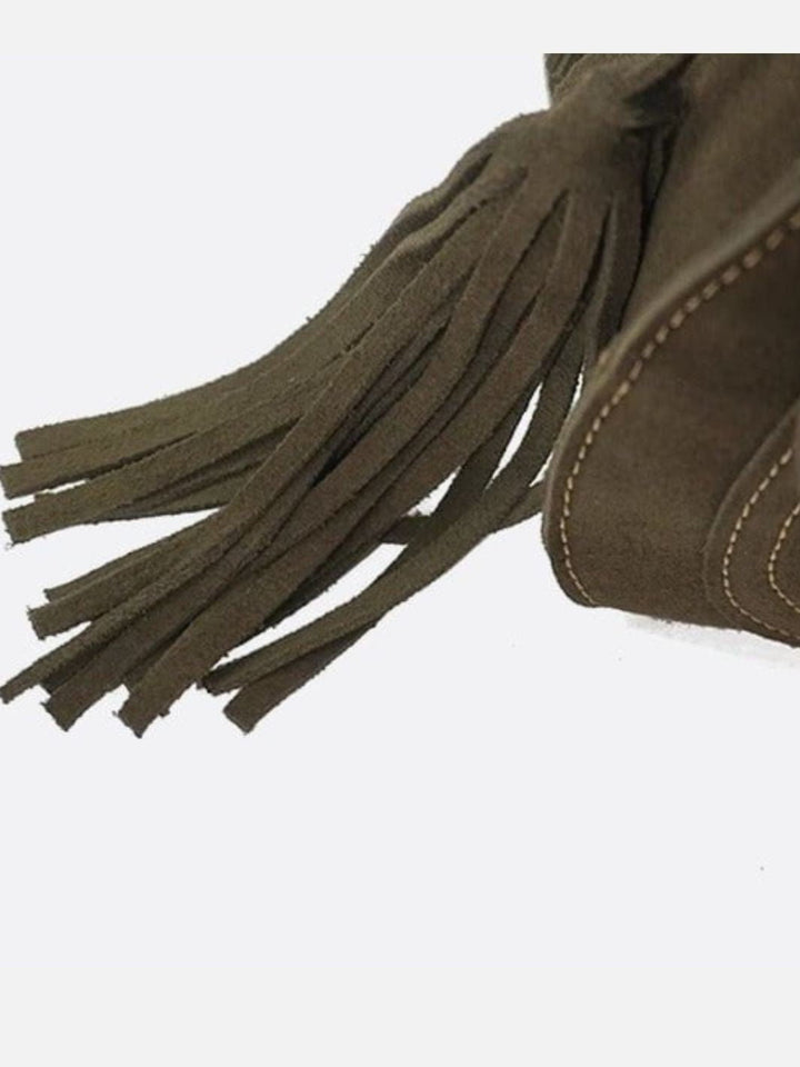Khaki suede bag