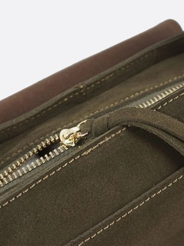 Khaki suede bag