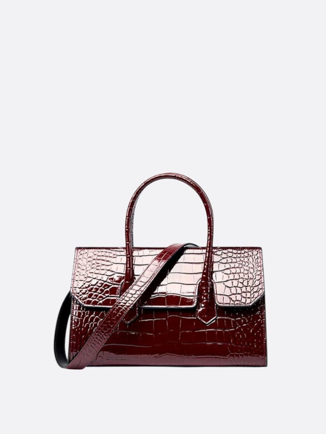 Sac cuir bordeaux effet croco