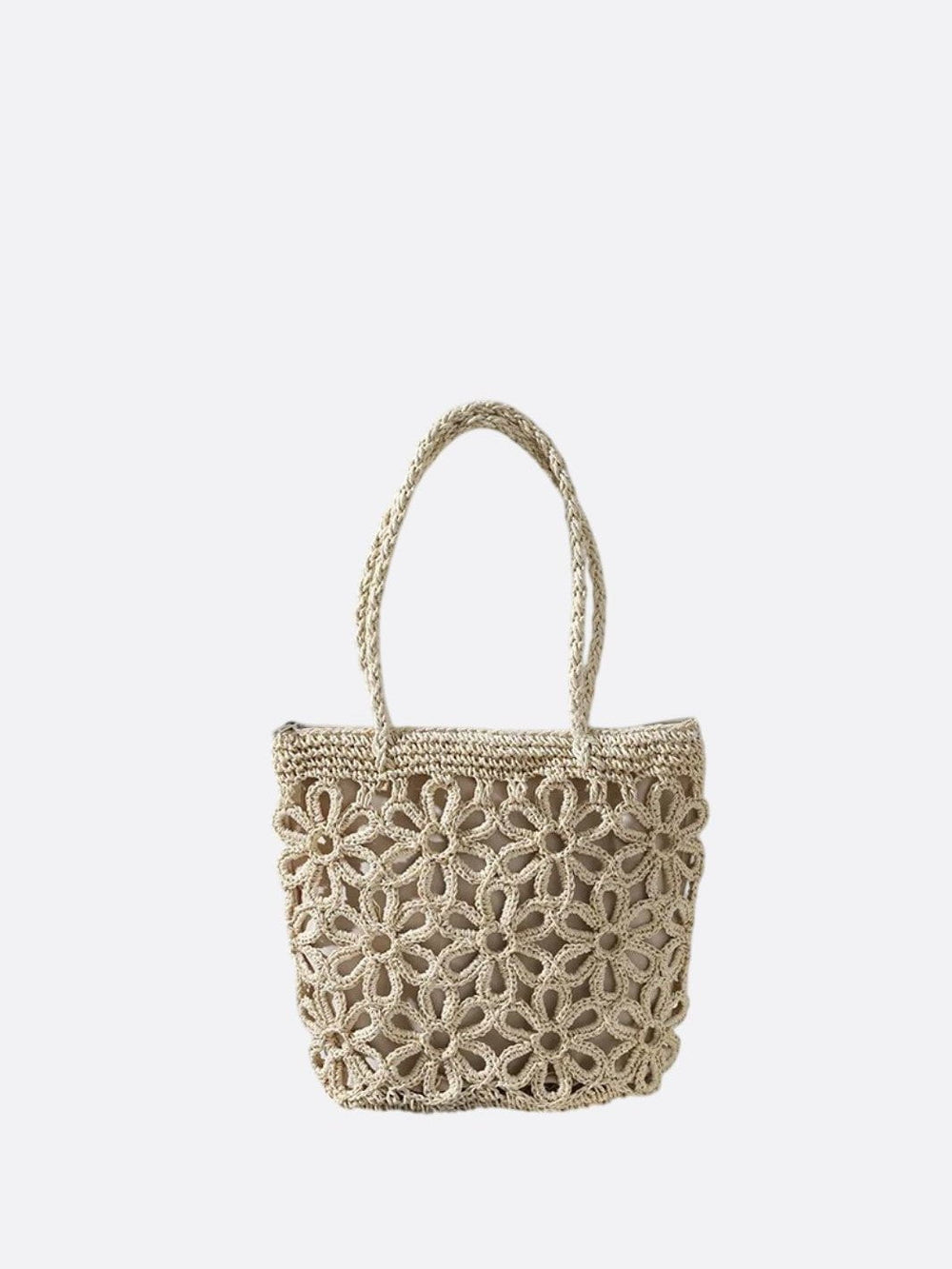 Sac paille tissé kaki clair
