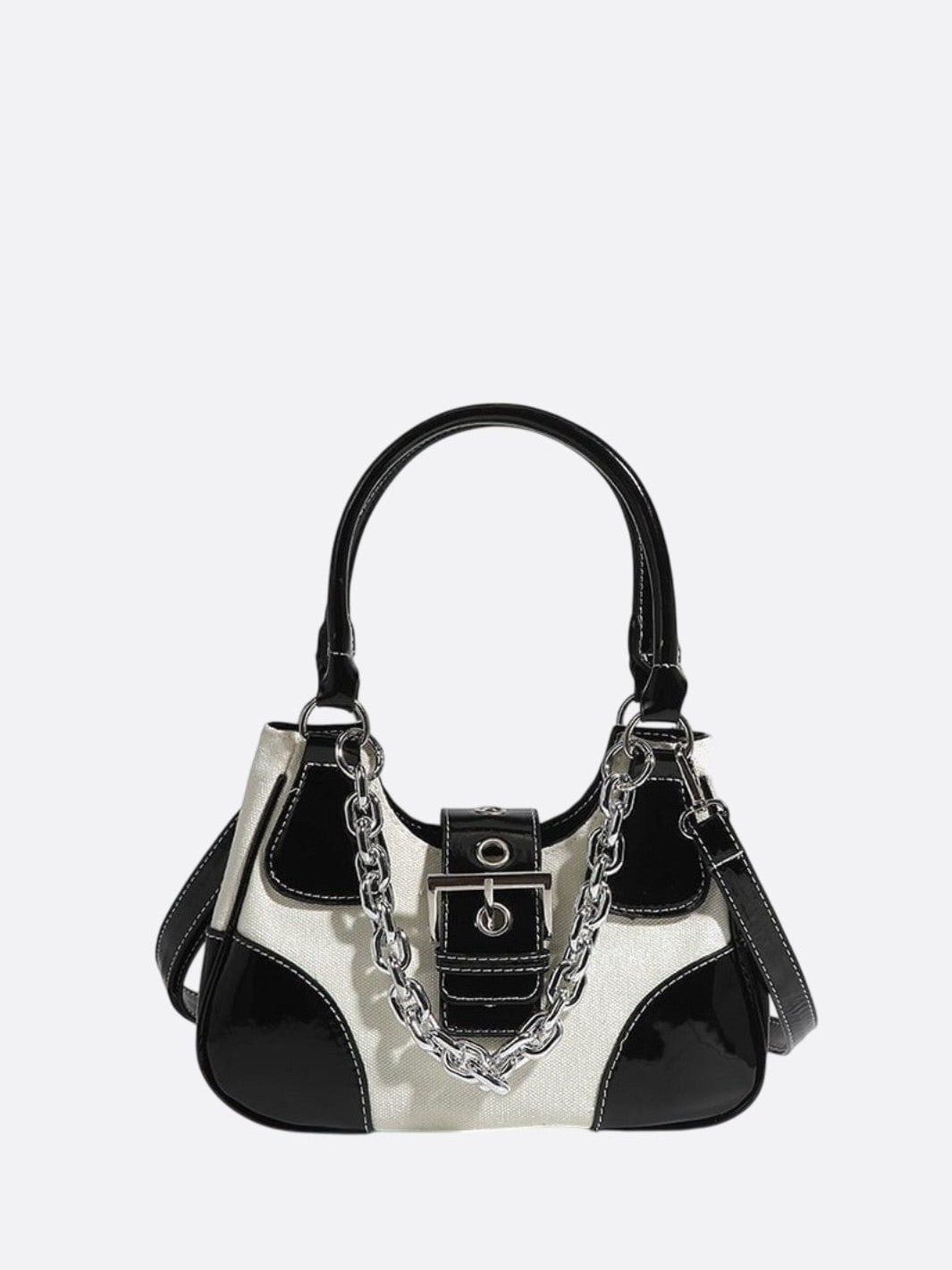 sac toile et cuir noir et blanc