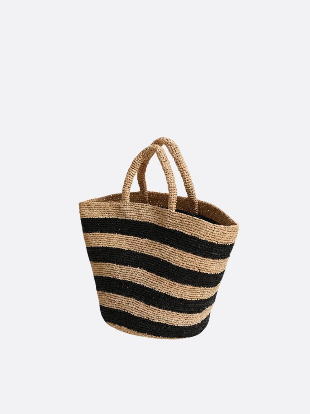sac raphia noir et beige
