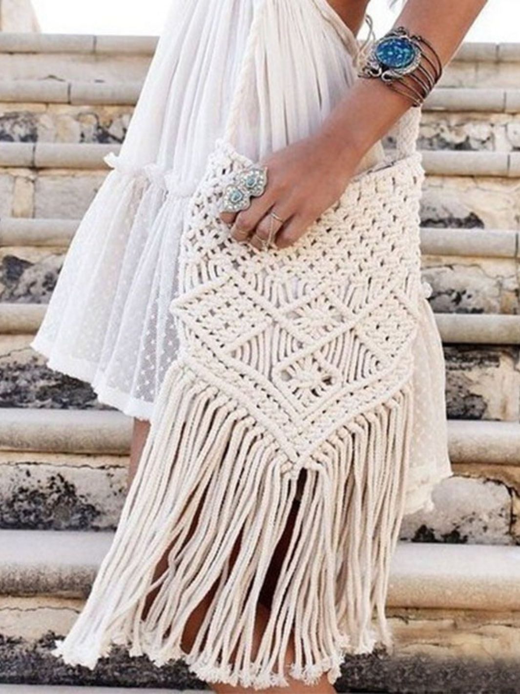 Sac pochette macramé