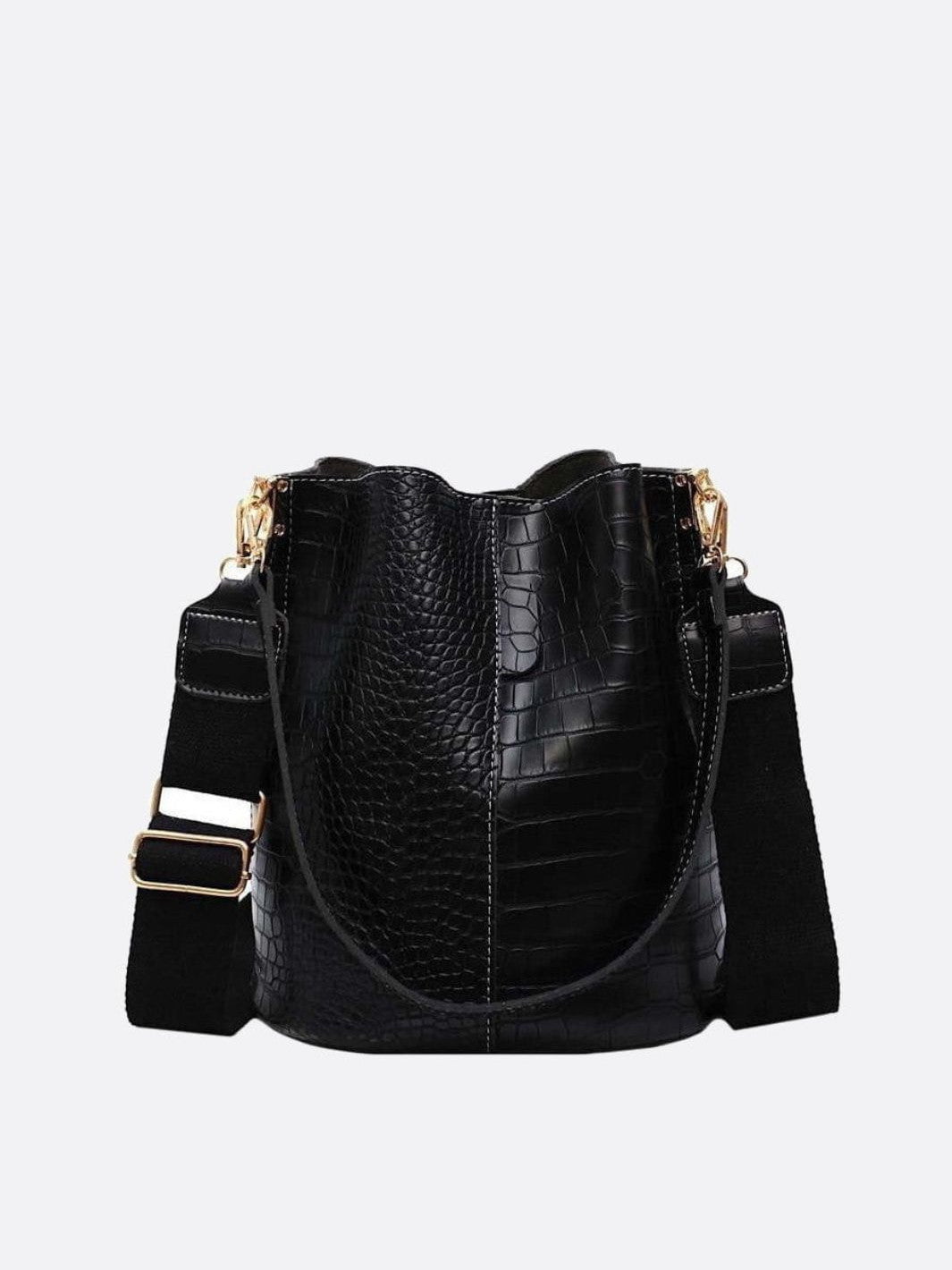 sac seau croco noir