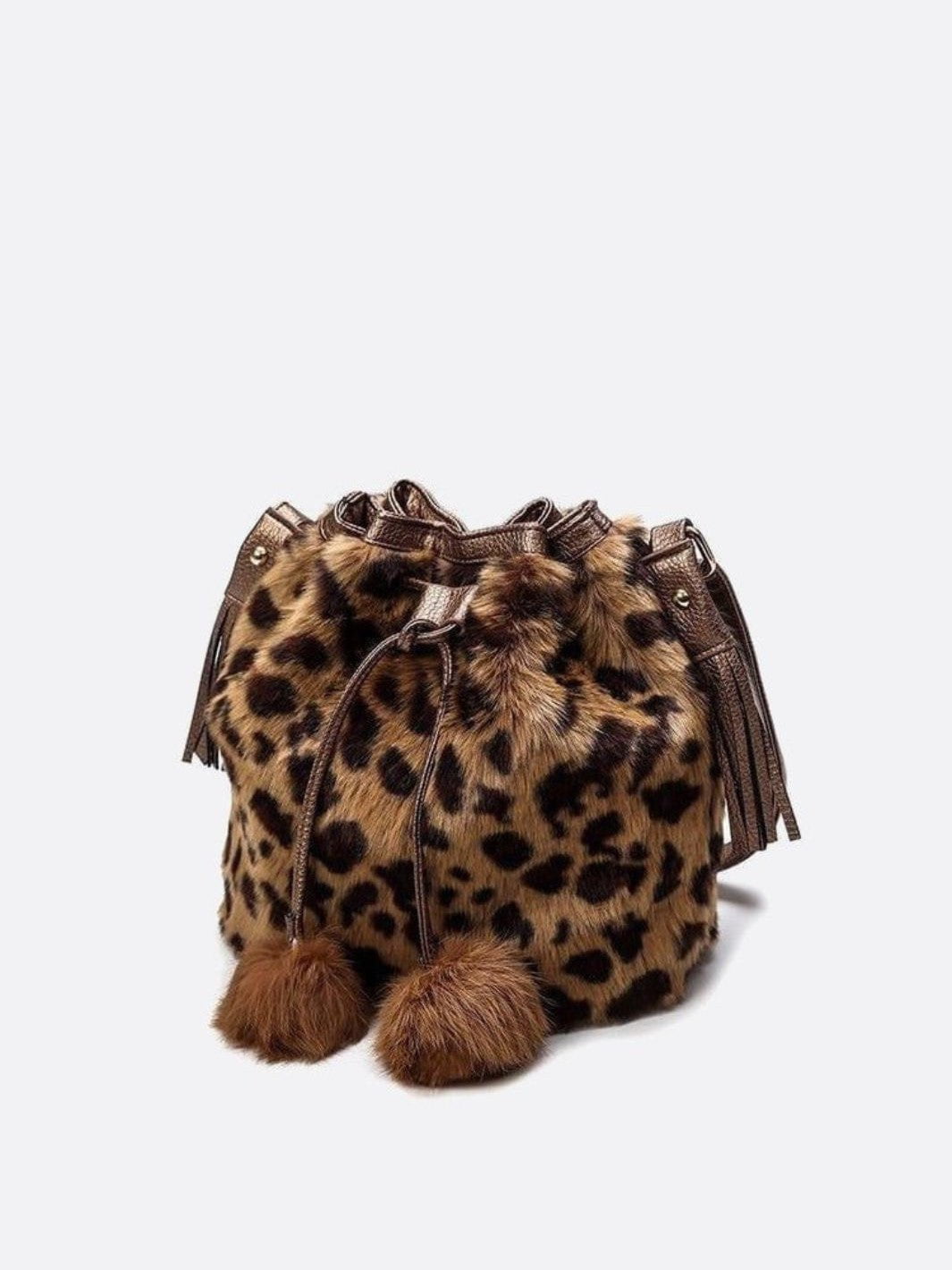 Sac seau léopard fausse fourrure