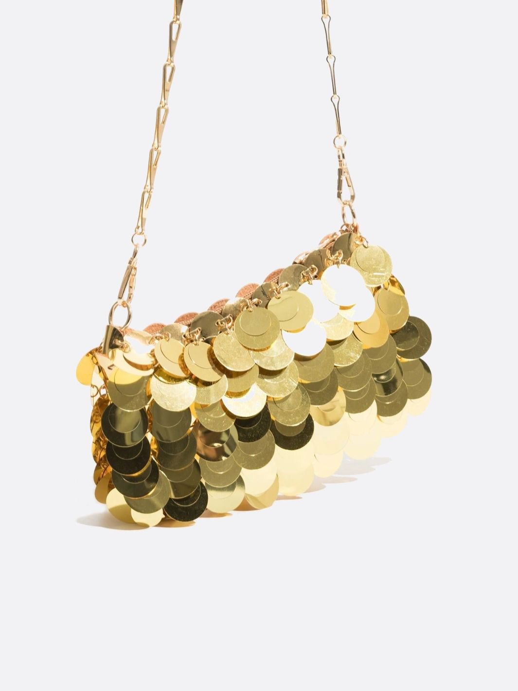 sac sequin doré avec bandoulière