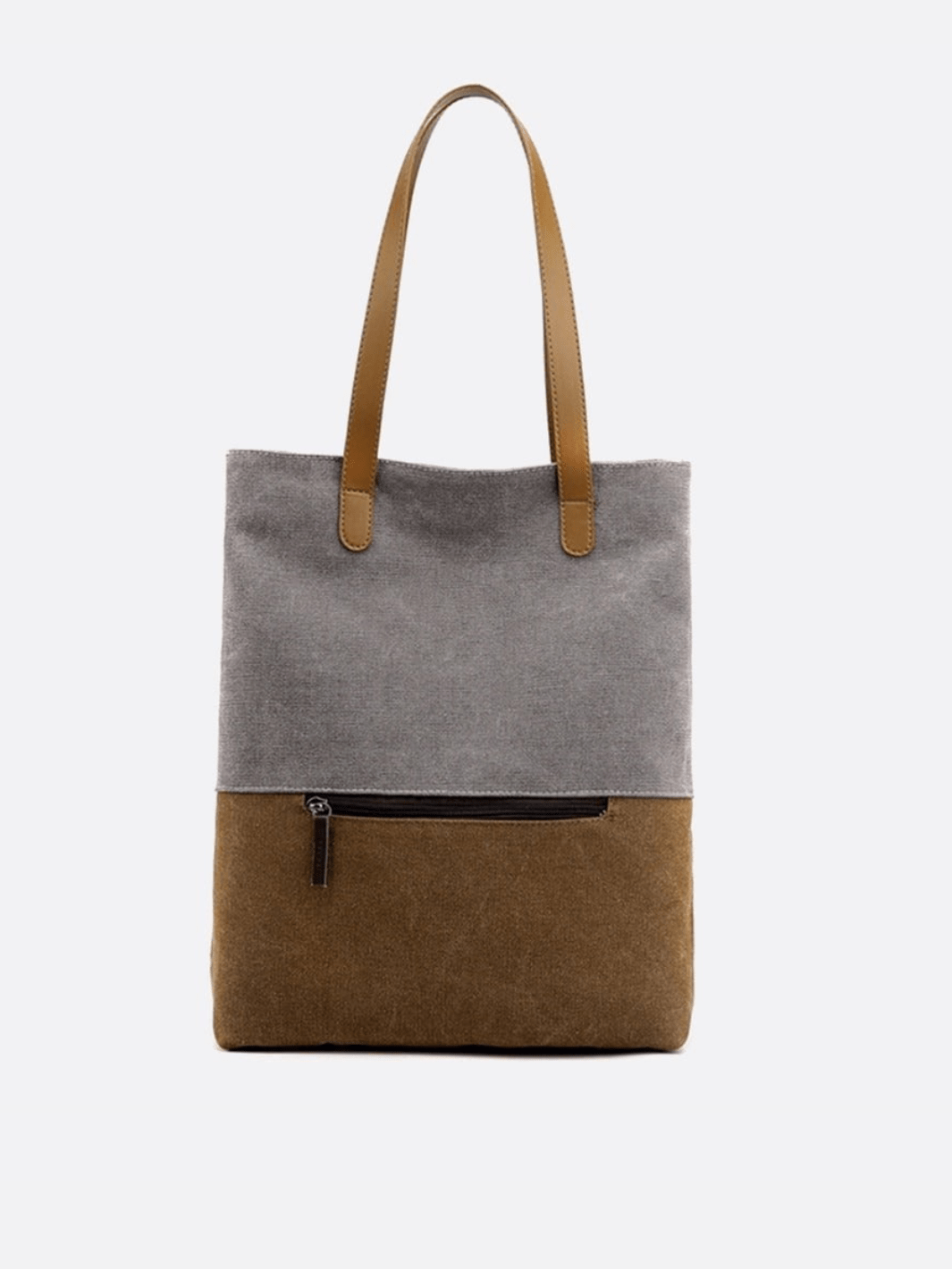 Sac toile gris porté épaule et dos